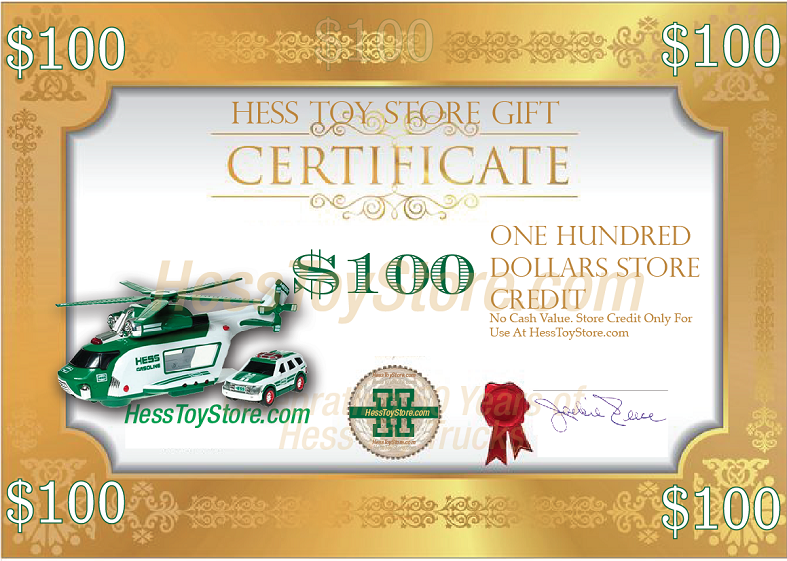 Hess Toy Truck Gift Certificates