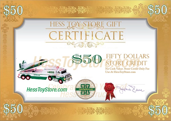 Hess Gift Certificate: $50
